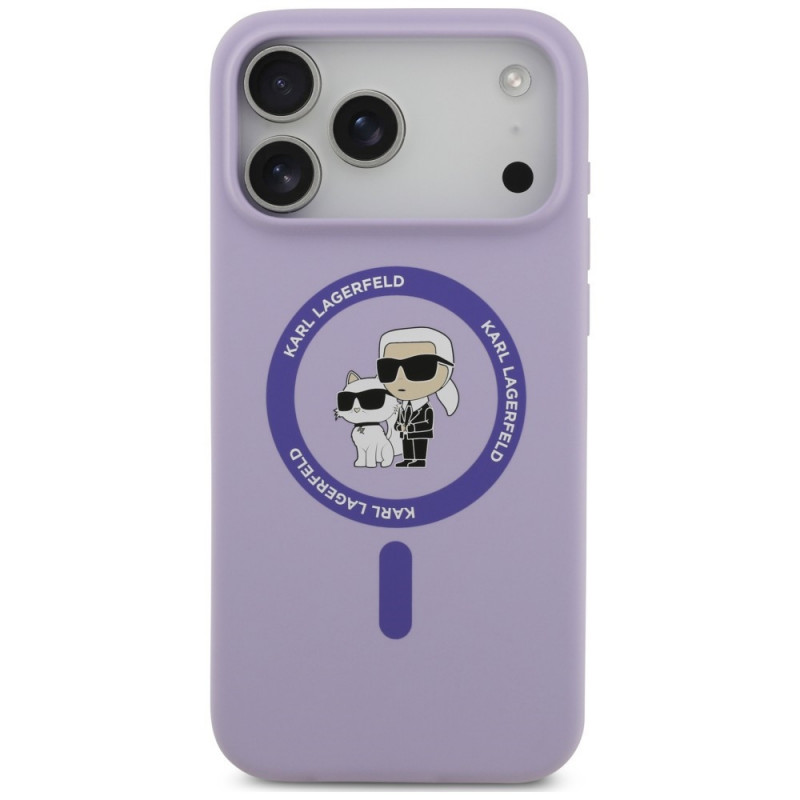Karl Lagerfeld Silicone Karl&Choupette Ring MagSafe Hülle für Apple iPhone 18 Pro Max / iPhone 17 Pro Max, Lila