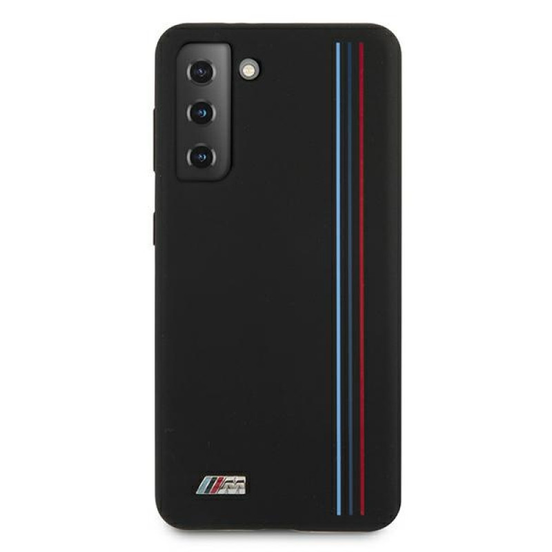 BMW BMHCS21MSIVTBK Silicone Stripes M Collection Hülle für Samsung Galaxy S21+, Schwarz