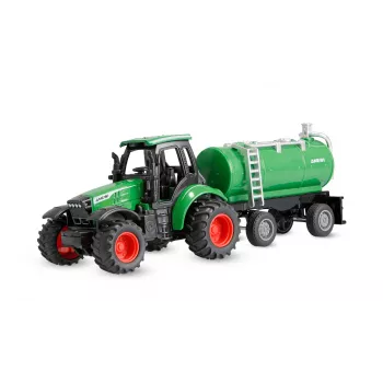 Amewi Metall-Traktor mit Tankanhänger, 1:64, RTR, grün