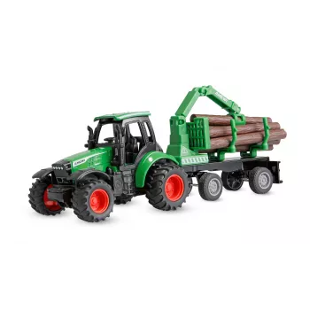 Amewi Metalltraktor mit Forsttrailer, 1:64, RTR, grün