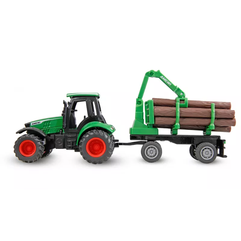 Amewi Metalltraktor mit Forsttrailer, 1:64, RTR, grün