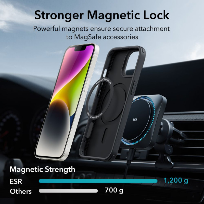 ESR Classic Hybrid HaloLock MagSafe Hülle für Apple iPhone 14 Plus / 15 Plus, ESR564, Schwarz