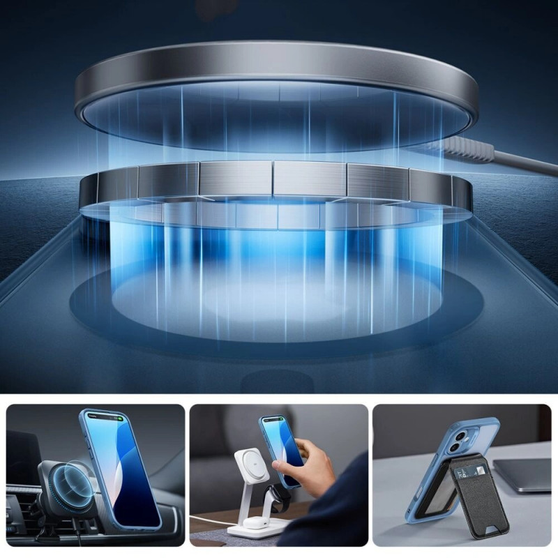 ESR Classic Pro Set HaloLock MagSafe Hülle mit Panzerglas für Apple iPhone 16, Frosted Blue