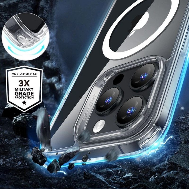 ESR Classic Hybrid HaloLock MagSafe Hülle mit gehärtetem Glas für Apple iPhone 16 Pro Max, transparent