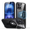 ESR Classic Hybrid Kickstand HaloLock MagSafe Hülle mit gehärtetem Glas für Apple iPhone 16, Clear/Black