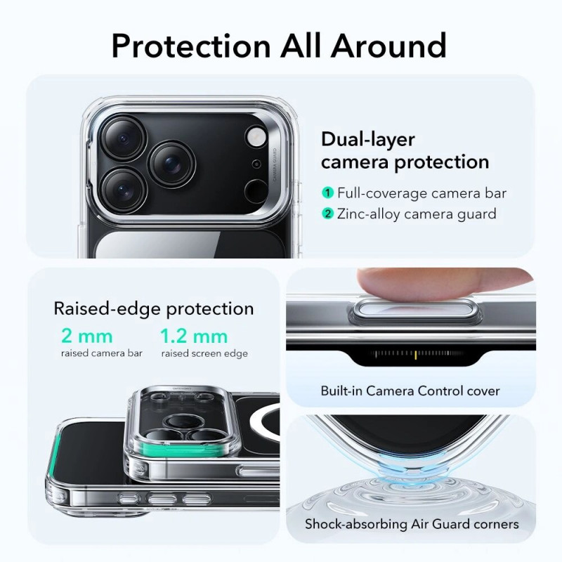 ESR Classic Hybrid Kickstand MagSafe Hülle für Apple iPhone 17 Pro Max, transparent