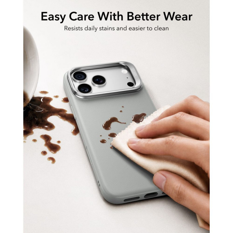 ESR Leder-Kickstand-MagSafe-Hülle für Apple iPhone 17 Pro Max / 18 Pro Max, Grau