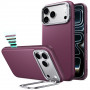 ESR Leder-Kickstand-MagSafe-Hülle für Apple iPhone 17 Pro / 18 Pro, Deep Burgundy