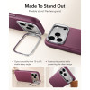 ESR Leder-Kickstand-MagSafe-Hülle für Apple iPhone 17 Pro / 18 Pro, Deep Burgundy