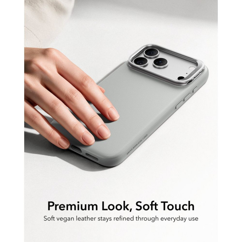 ESR Leder-Kickstand-MagSafe-Hülle für Apple iPhone 17 Pro / 18 Pro, Grau