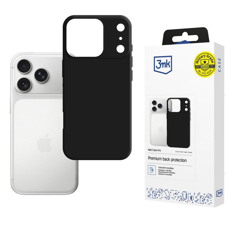 3MK Matt Case Pro Hülle für Apple iPhone 17 Pro, Mattschwarz