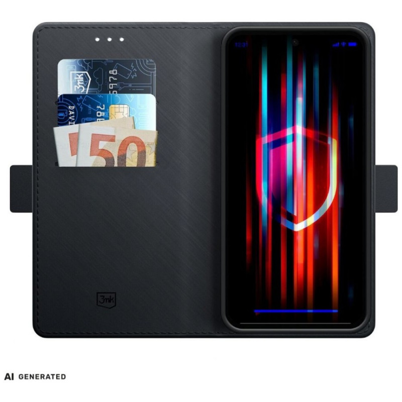3MK Wallet Case für Redmi Note 15 4G / 5G, schwarz