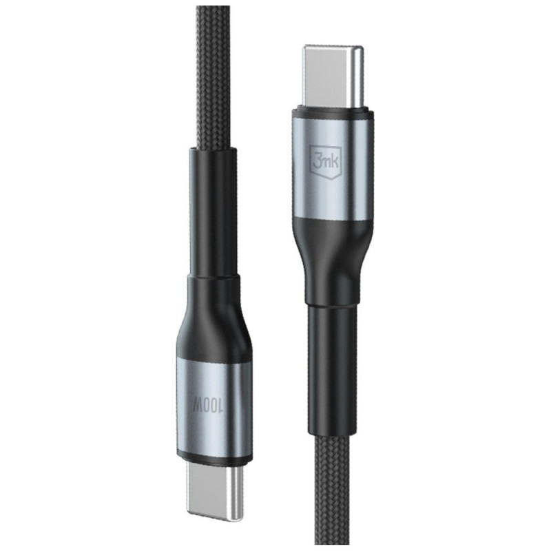 3MK Hyper Cable N-SERIES USB-C-auf-USB-C-Kabel, 3 m, 100 W, Schwarz