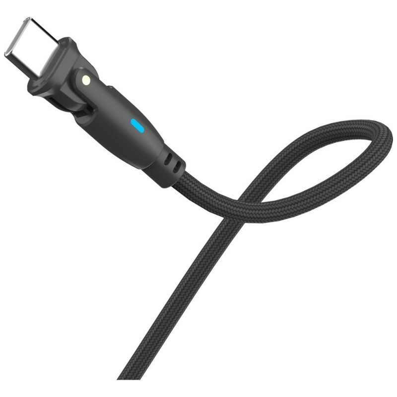 3MK Hyper Cable N-SERIES USB-C-auf-USB-C-Kabel mit 180°-Drehspitze, 1 m, 100 W, Schwarz