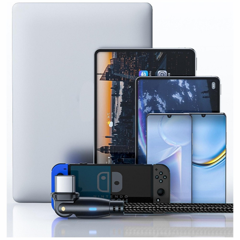 3MK Hyper Cable N-SERIES USB-C-auf-USB-C-Kabel mit 180°-Drehspitze, 1 m, 100 W, Schwarz