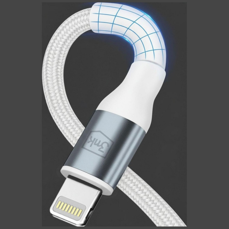 3MK Hyper Cable N-SERIES USB-C-auf-Lightning-Kabel, 2 m, 27 W, Weiß