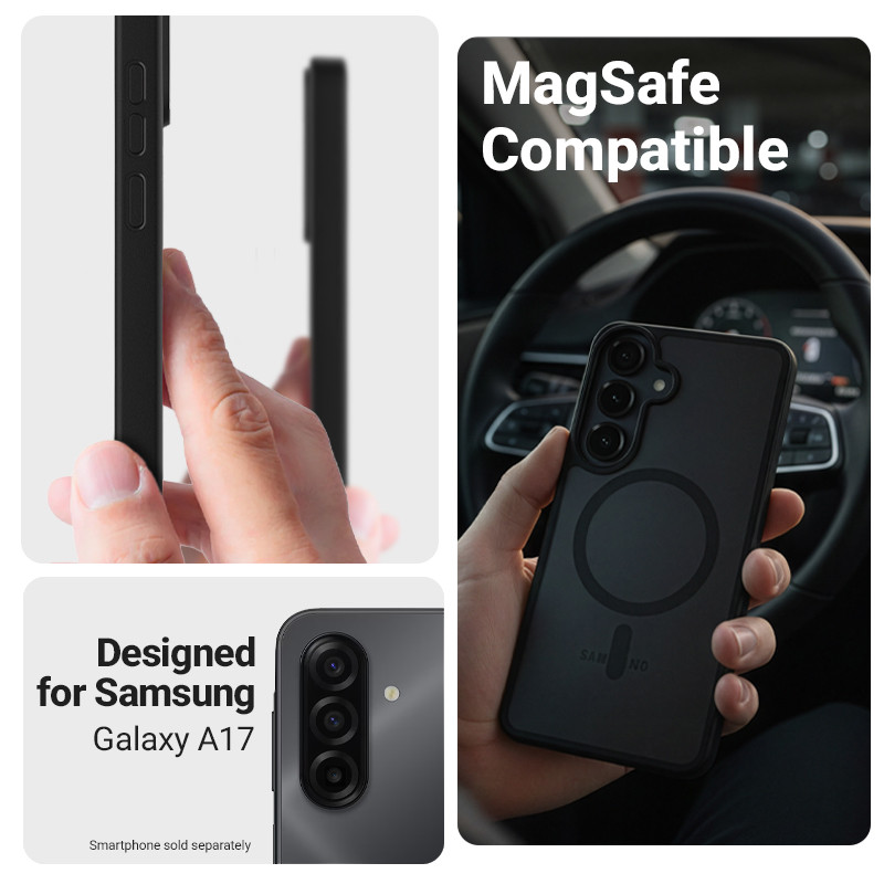 Crong Hybrid Matte Magnetic MagSafe Hülle für Samsung Galaxy A17, Schwarz