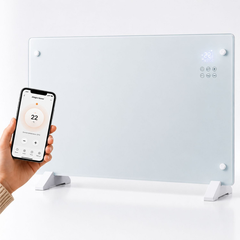 Extralink smartes Glaspaneel-Heizgerät LPL-23A-WH, 2000 W, WiFi, Weiß