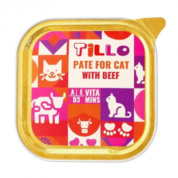 TILLO Nassfutter für Katzen mit Rindfleisch-Pastete, 100 g