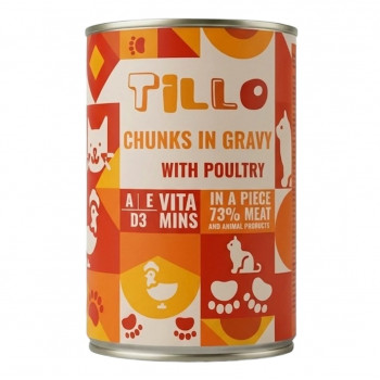 TILLO Stücke in Soße Geflügel Nassfutter für Katzen, 415 g