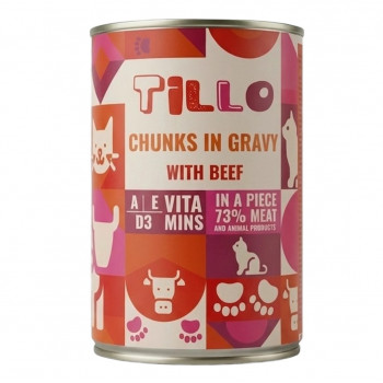 TILLO Stücke in Soße Rind Nassfutter für Katzen, 415 g