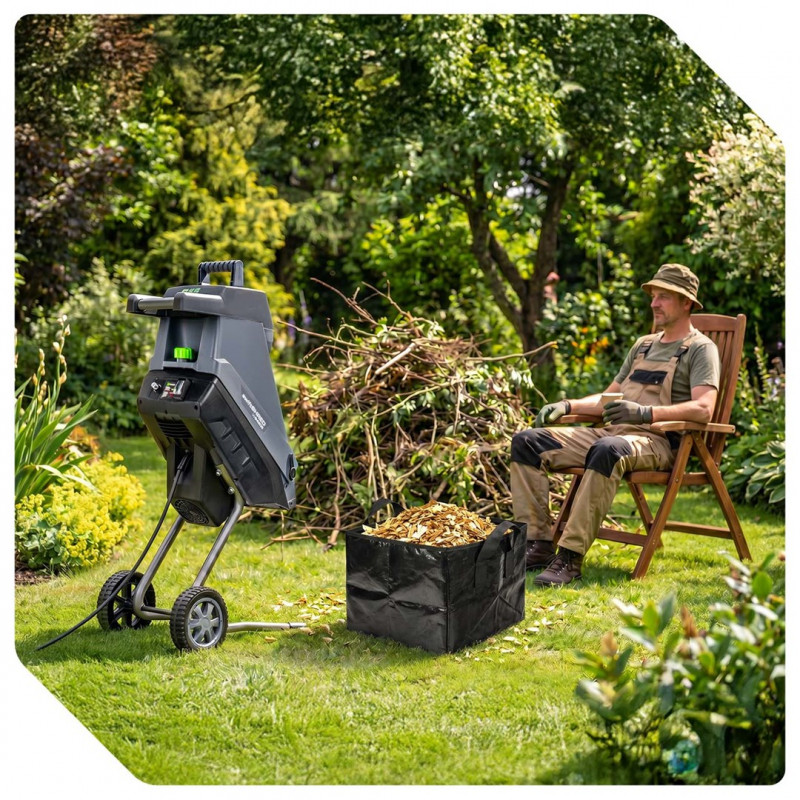 Wuber W94205 Elektrischer Messerhäcksler für Äste, 2500 W, 45 L