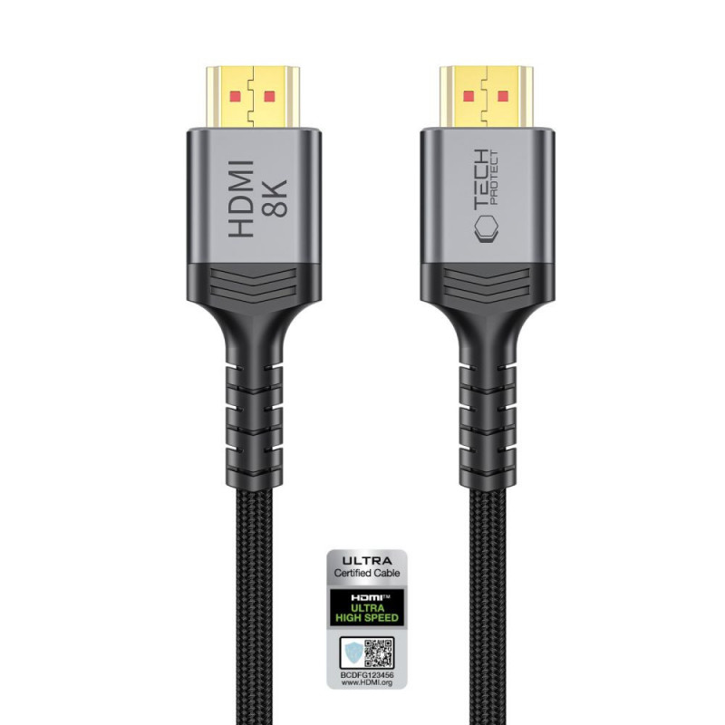 Tech-Protect UltraBoost HDMI-2.1-Kabel THP5553, 4K 120Hz, 8K 60Hz, 100 cm, Schwarz