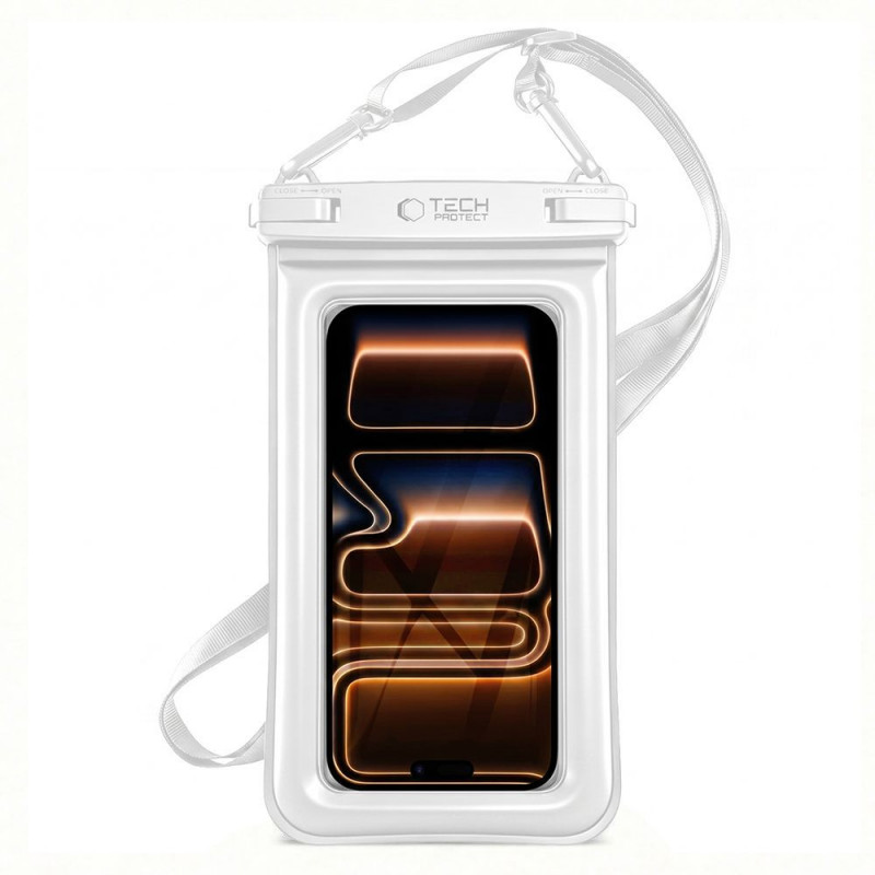 Tech-Protect UWC7 Universelle wasserdichte Schwimmhülle für Smartphones bis 6,9 Zoll, Weiß