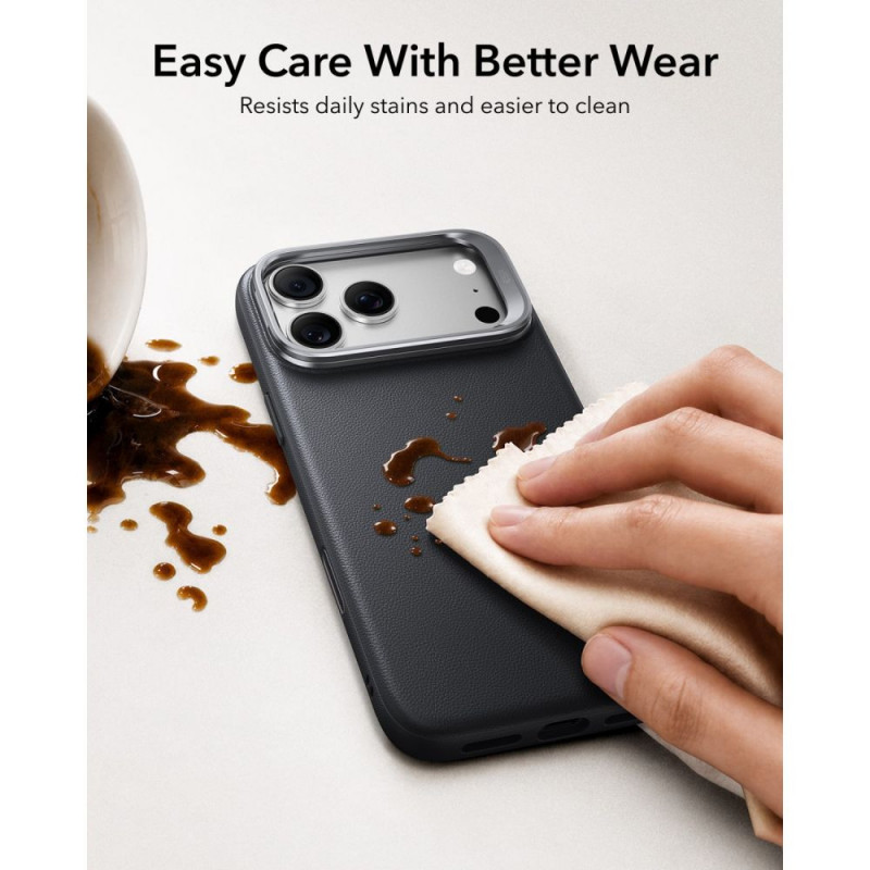 ESR Leder-Kickstand-MagSafe-Hülle für Apple iPhone 17 Pro / 18 Pro, Schwarz