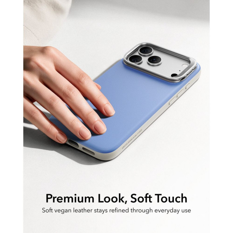 ESR Leder-Kickstand-MagSafe-Hülle für Apple iPhone 17 Pro Max / 18 Pro Max, Hellblau