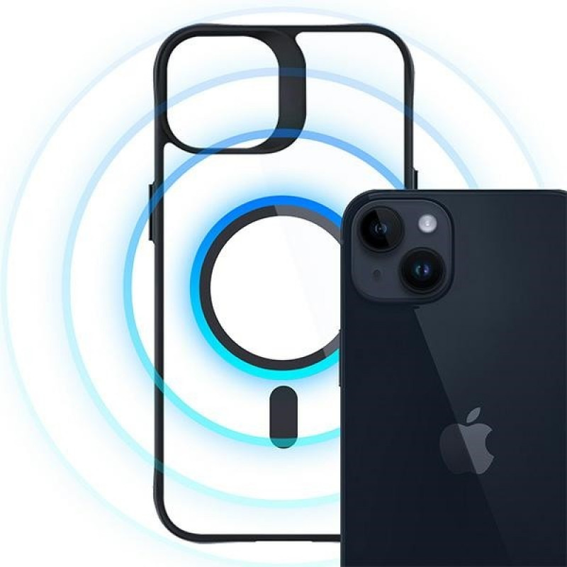 3MK Satin Armor MagCase mit MagSafe für Apple iPhone 14 Plus, transparent mit schwarzem Rahmen (156076-0)
