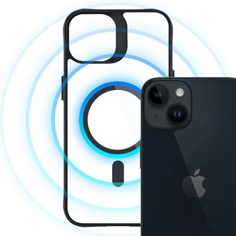 3MK Satin Armor MagCase mit MagSafe für Apple iPhone 13 / 14, transparent mit schwarzem Rahmen (156075-0)