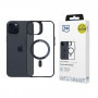 3MK Satin Armor MagCase mit MagSafe für Apple iPhone 15, transparent mit schwarzem Rahmen