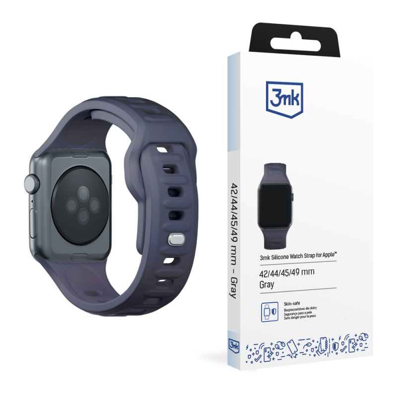 3mk Silikon-Armband für Apple Watch 42/44/45/49 mm, grau