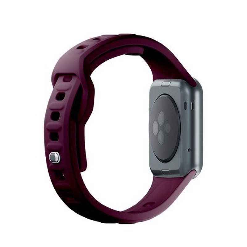 3mk Silikon-Armband für Apple Watch 42/44/45/49 mm, mulberry / burgundy