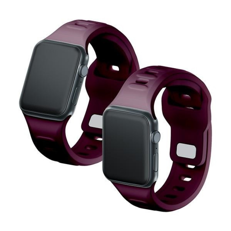 3mk Silikon-Armband für Apple Watch 42/44/45/49 mm, mulberry / burgundy
