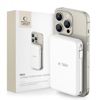 Tech-Protect PB31 LifeMag MagSafe Powerbank 10000 mAh, 15 W, Weiß