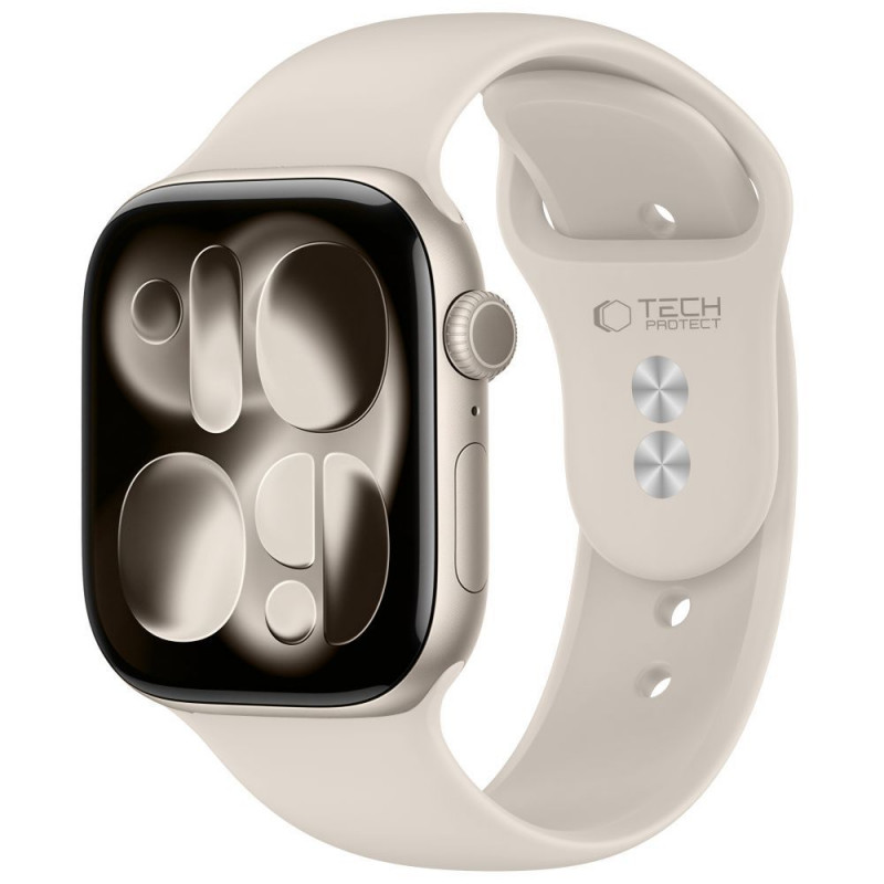 Tech-Protect Silikonarmband für Apple Watch 4/5/6/7/8/9/SE/10 (38/40/41/42 mm), Starlight