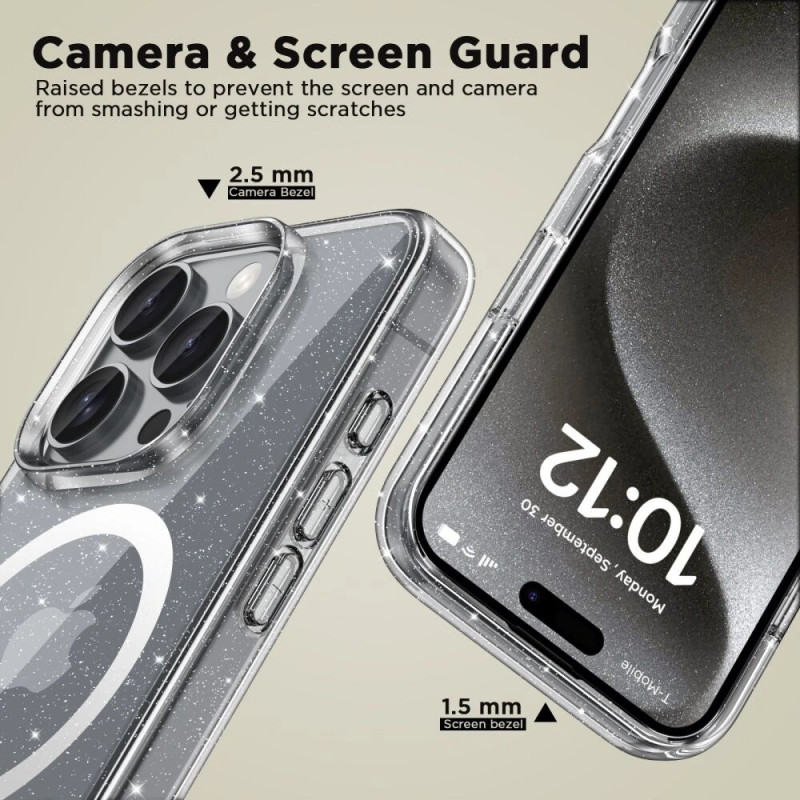 Tech-Protect Flexair Hybrid MagSafe Hülle für Apple iPhone 16 Pro Max, Glitter