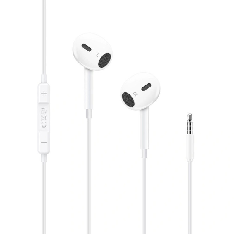 Tech-Protect Ultraboost Core G2 Mini Jack 3,5 mm kabelgebundene Ohrhörer, Weiß