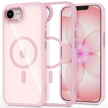 Tech-Protect Magmat MagSafe Hülle für Apple iPhone 16e / 17e, Soft Pink/clear