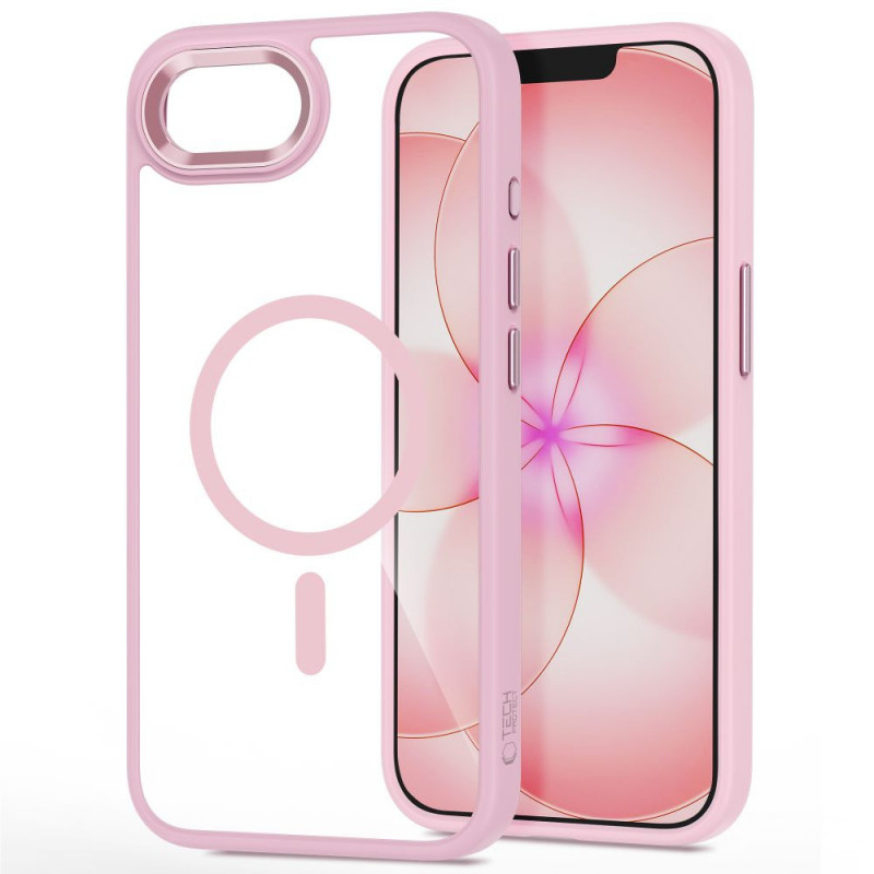 Tech-Protect Magmat MagSafe Hülle für Apple iPhone 16e / 17e, Soft Pink/clear