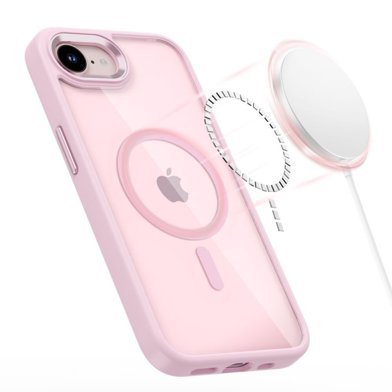 Tech-Protect Magmat MagSafe Hülle für Apple iPhone 16e / 17e, Soft Pink/clear