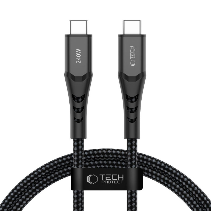 Tech-Protect Ultraboost UB11T USB-C-auf-USB-C-Kabel PD 240W, 100 cm, Schwarz