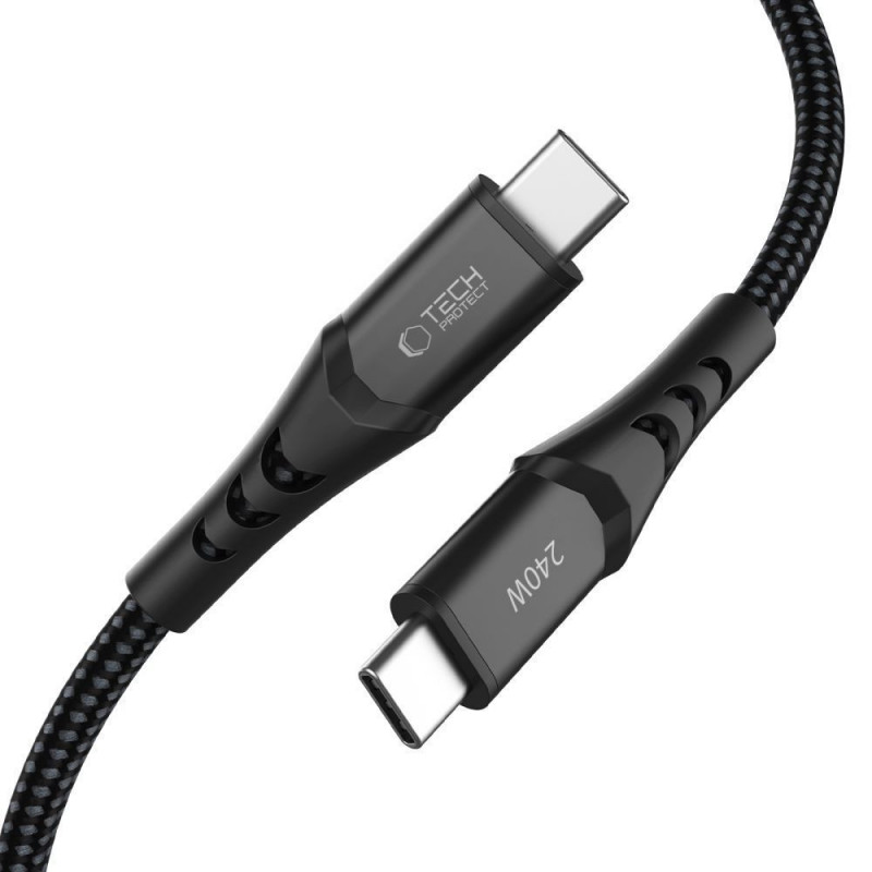 Tech-Protect Ultraboost UB11T USB-C-auf-USB-C-Kabel PD 240W, 200 cm, Schwarz