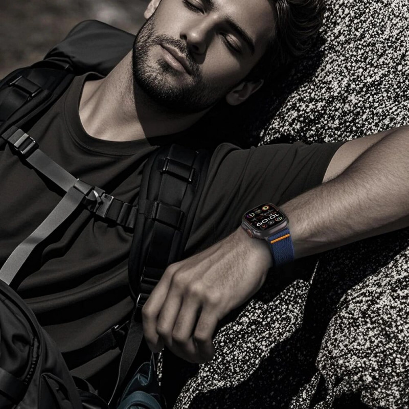 Tech-Protect Nylon Clasp Armbanduhrarmband für Apple Watch 6 / 7 / 8 / 9 / 10 / SE / Ultra 1 / 2 44/45/46/49 mm, Navy