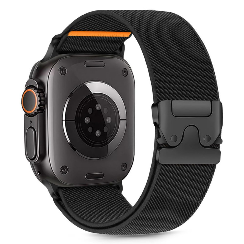 Tech-Protect Nylon Clasp Armband für Apple Watch 6 / 7 / 8 / 9 / 10 / SE / Ultra 1 / 2 44/45/46/49 mm, Schwarz