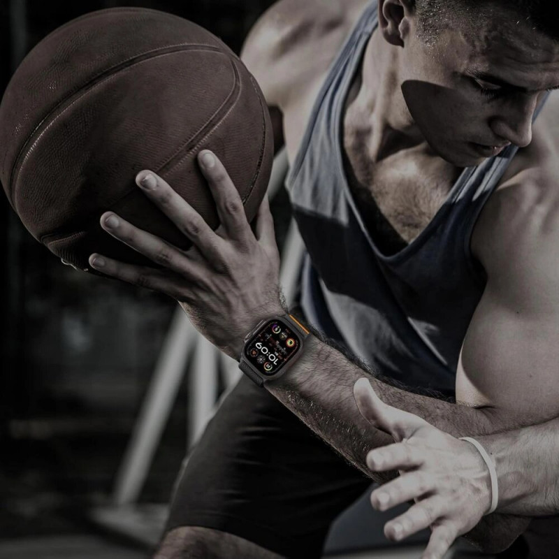 Tech-Protect Nylon Clasp Armband für Apple Watch 6 / 7 / 8 / 9 / 10 / SE / Ultra 1 / 2 44/45/46/49 mm, Schwarz