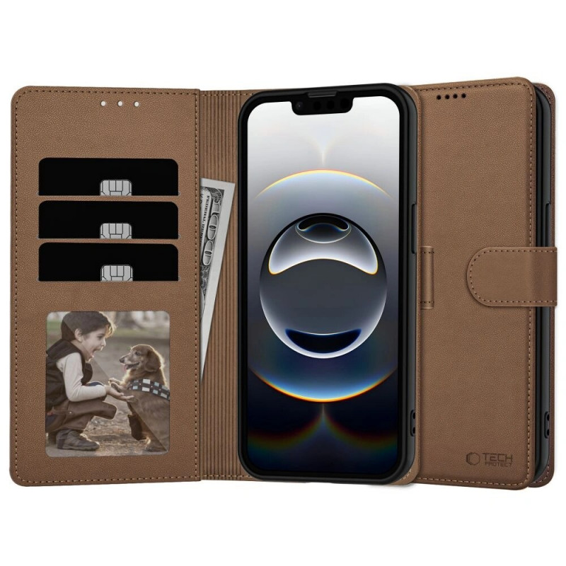 Tech-Protect Wallet Case für Apple iPhone 17e / 16e, Braun