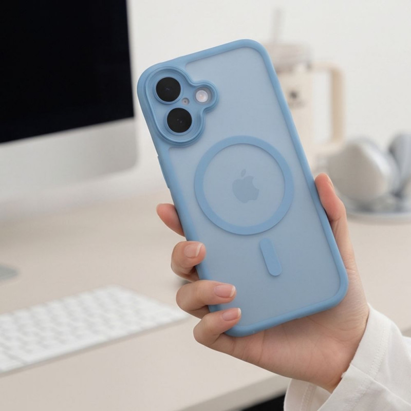 Tech-Protect MagPeak MagSafe CC Hülle für Apple iPhone 17, Matte Mist Blue